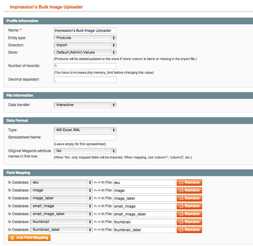 Magento Bulk Image Upload - Dataflow profiles