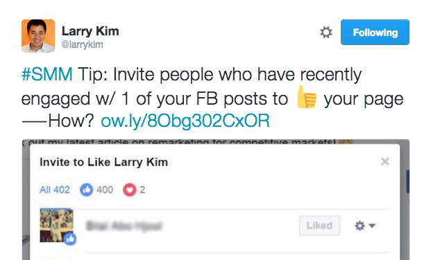 larry kim facebook hidden invite button