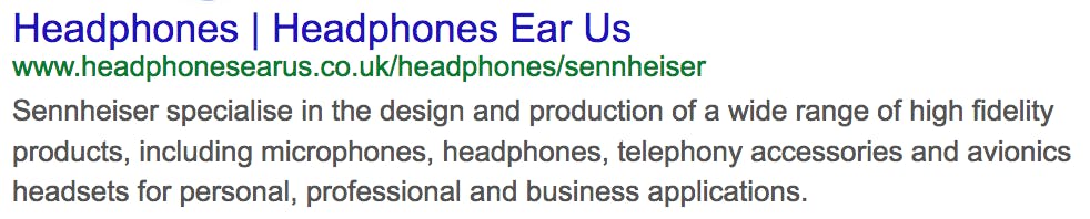 unoptimised sennheiser headphones organic result