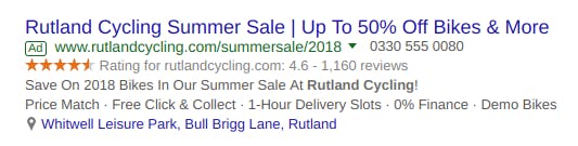 ad for Rutland Cycling