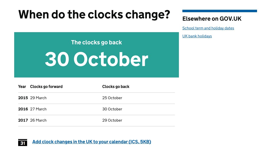 'When do the clocks change?'