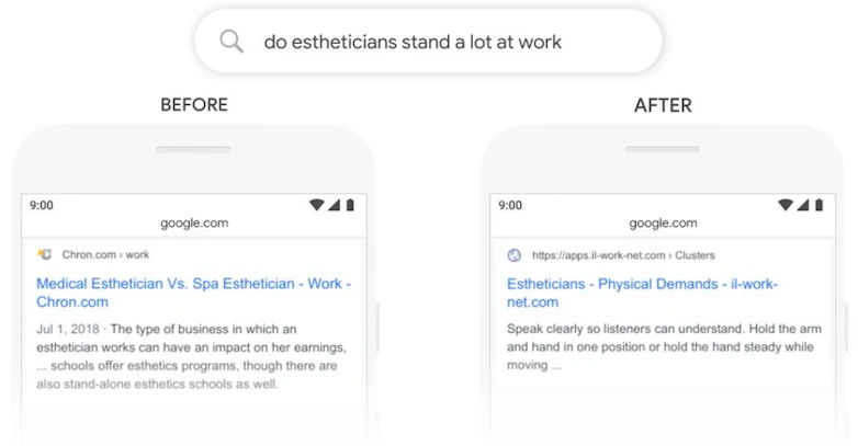 Google BERT example estheticians