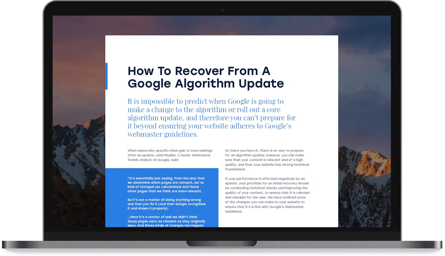 How to recover from a Google Algorithm update