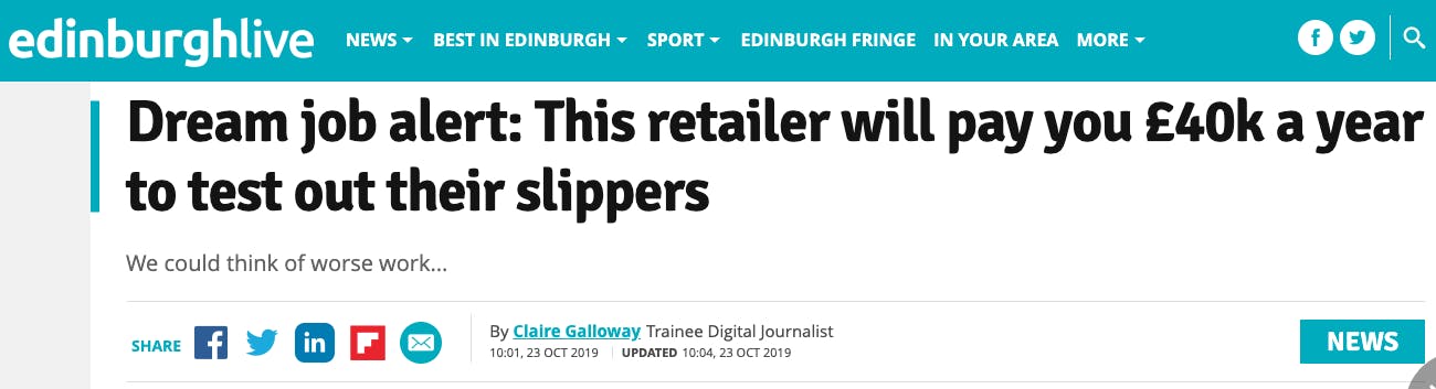 Edinburgh Live: Dream job alert: This retailer will pay you £40k a year to test out their slippers.
