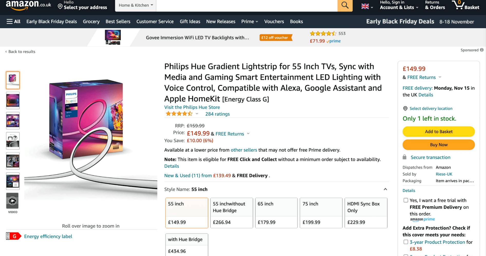 amazon web store product page with rounded buttons that directs attention