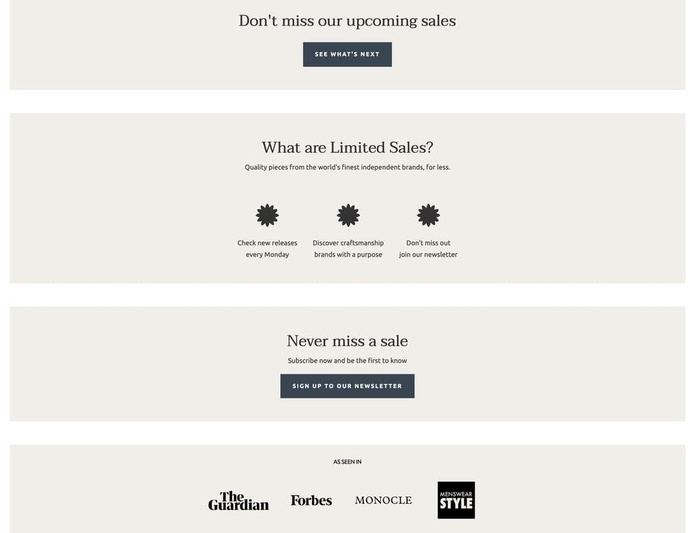 Bombinate calls to action and FAQ on landing page including social credit.