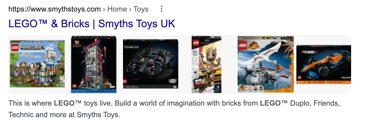 Search result for Lego & bricks from Smyths Toys UK with a descriptive file name: "This is where Lego toys live. Build a world of imagination with bricks from Lego, Duplo, Friends, Technic, and more at Smyths Toys".