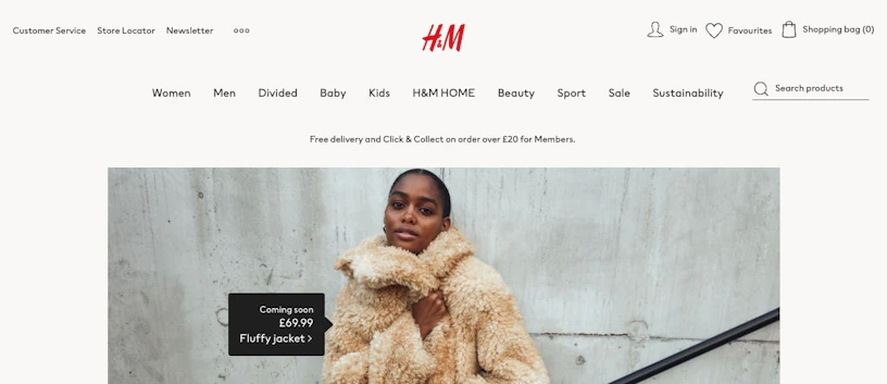 H&M homepage